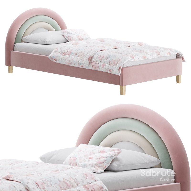 Rainbow Kids Velvet Finish Bed Image 4