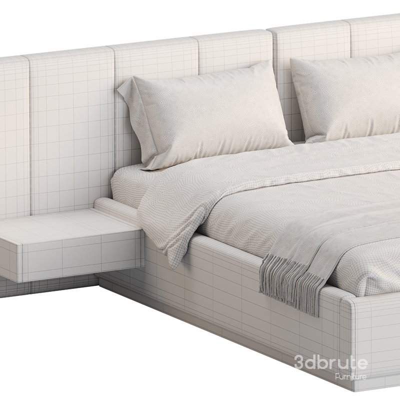 American Queen Size Bed Offered in Velvet with Floating Nightstands Image 21