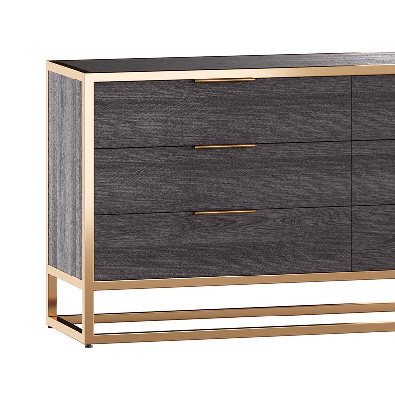 Oxford Black 6-Drawer Dresser Image 3