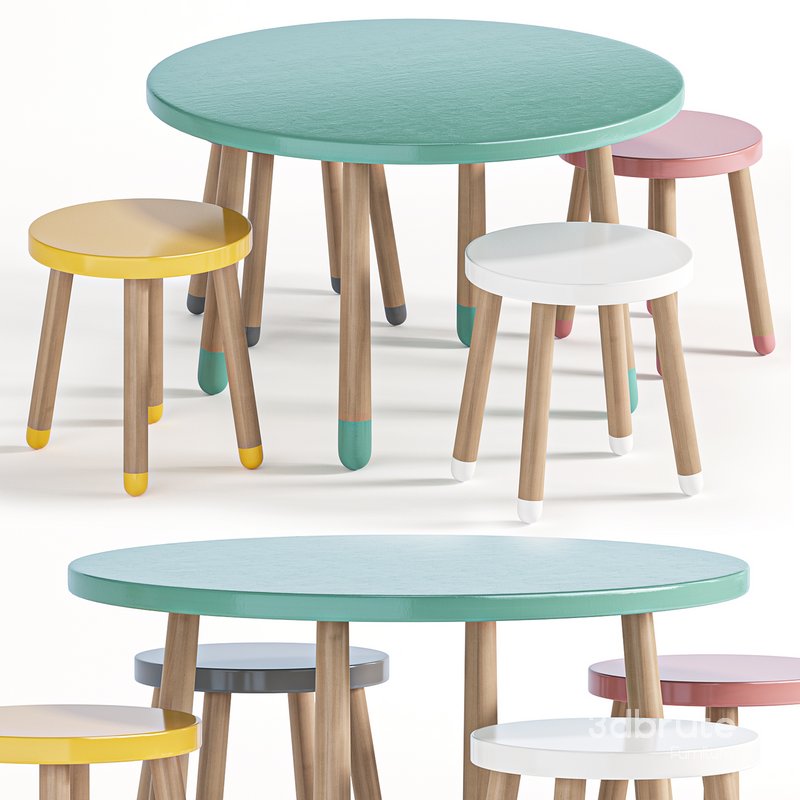 Round table and stool for children by Etsy Image 2