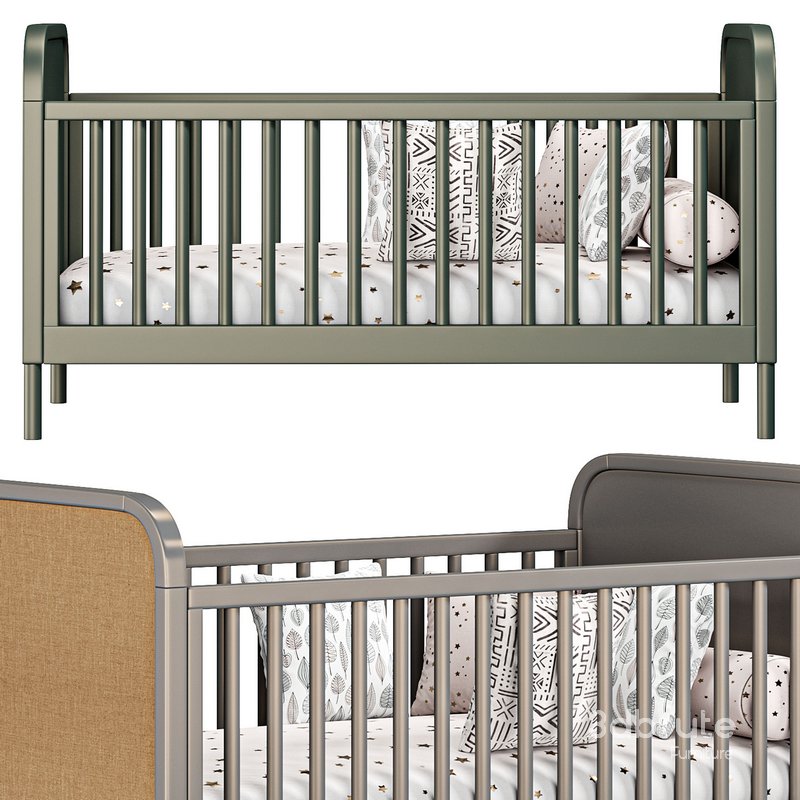 Maren White and Cane Baby Crib By Crateandbarrel Image 1