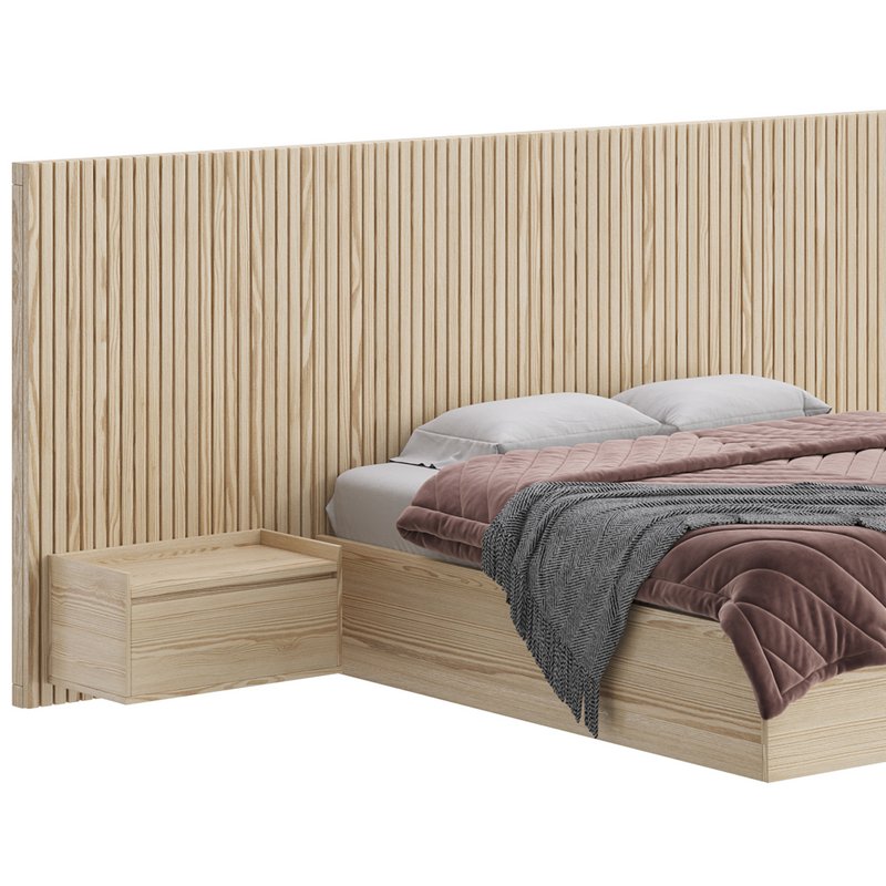 Batten White Oak King Plinth-Base Storage bed Image 2