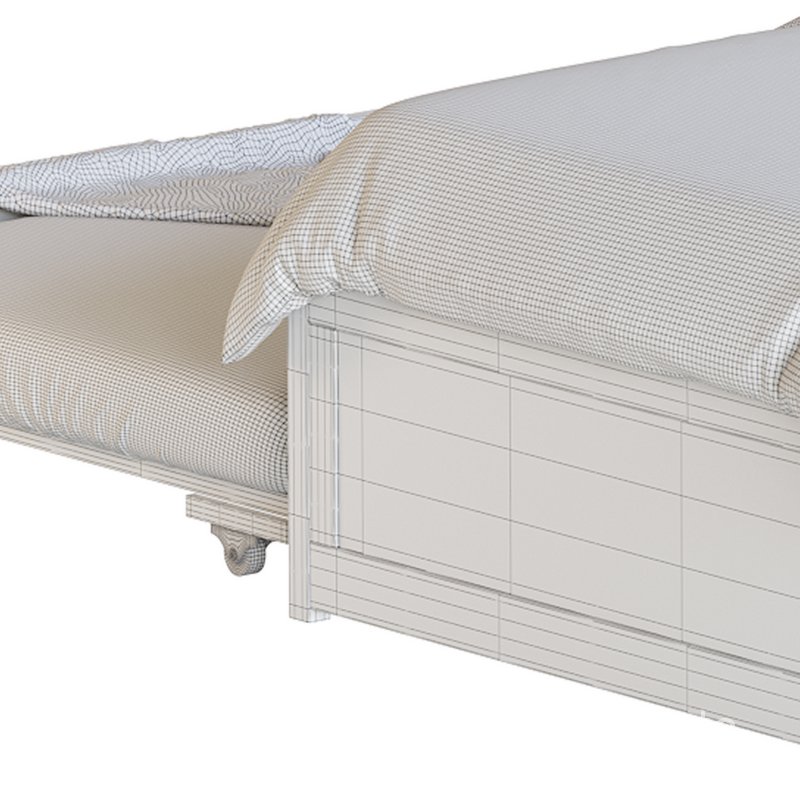 Twin Size Platform Bed Wood Bed Frame with Trundle Image 23