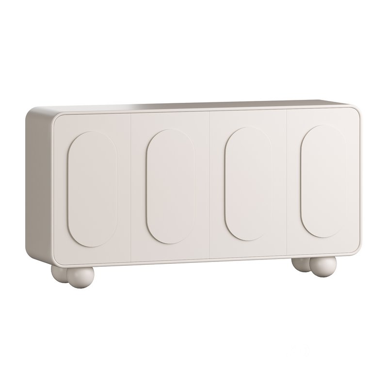 White Solid and Manufactured Wood Sideboard Credenza Image 2