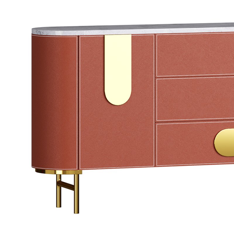 Modern Metal Sideboard Credenza with Three Drawers Narrow Size Image 4