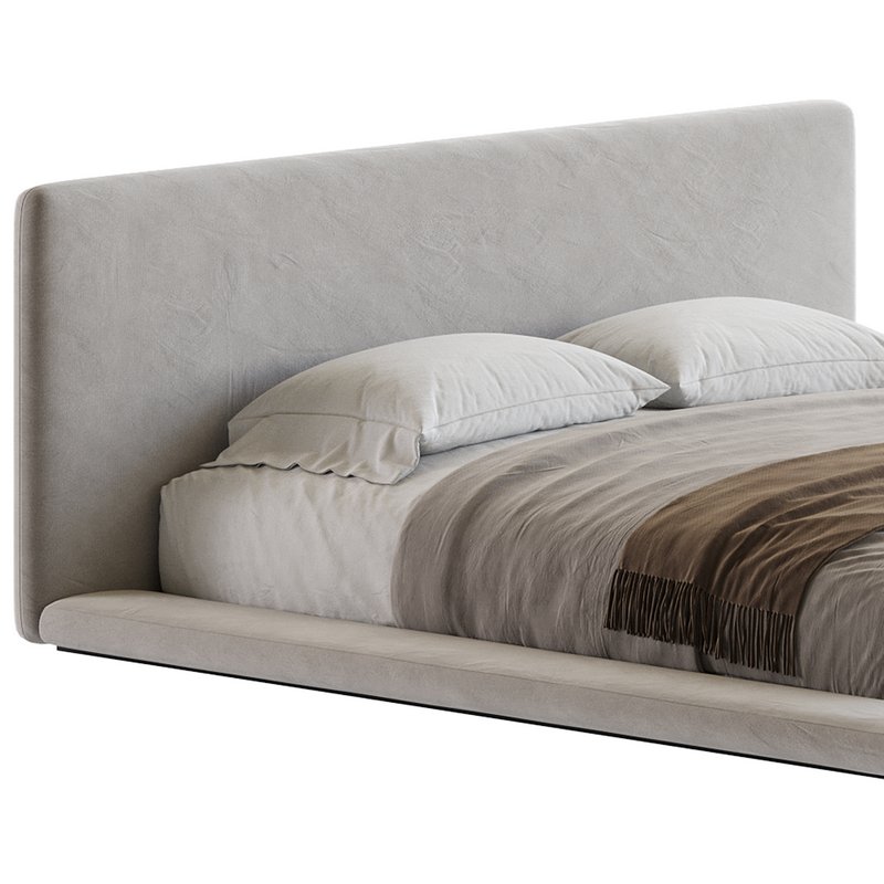 Cesar Suede Fabric Contemporary Minimalist Bed Frame King Size Image 3