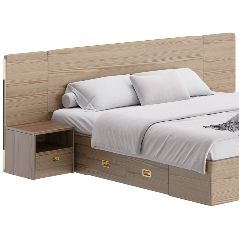 Brown Wooden Panel Bed Image 5