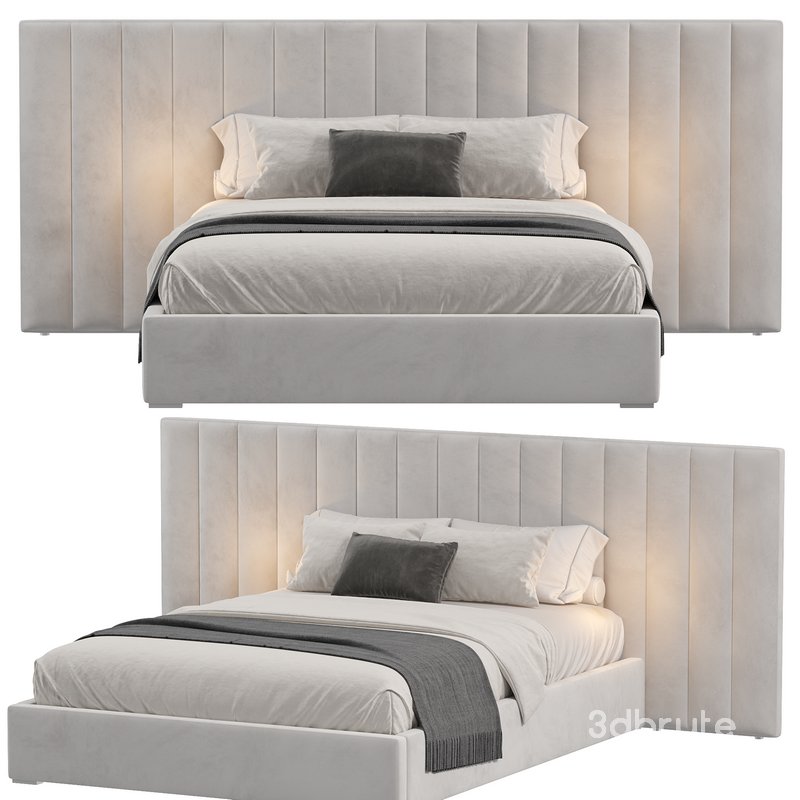 Pablo Cream Velvet Queen Bed Image 2