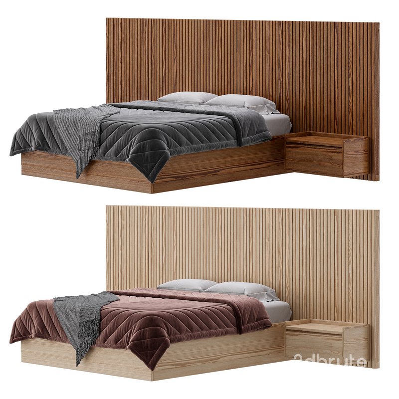 Batten White Oak King Plinth-Base Storage bed Image 1