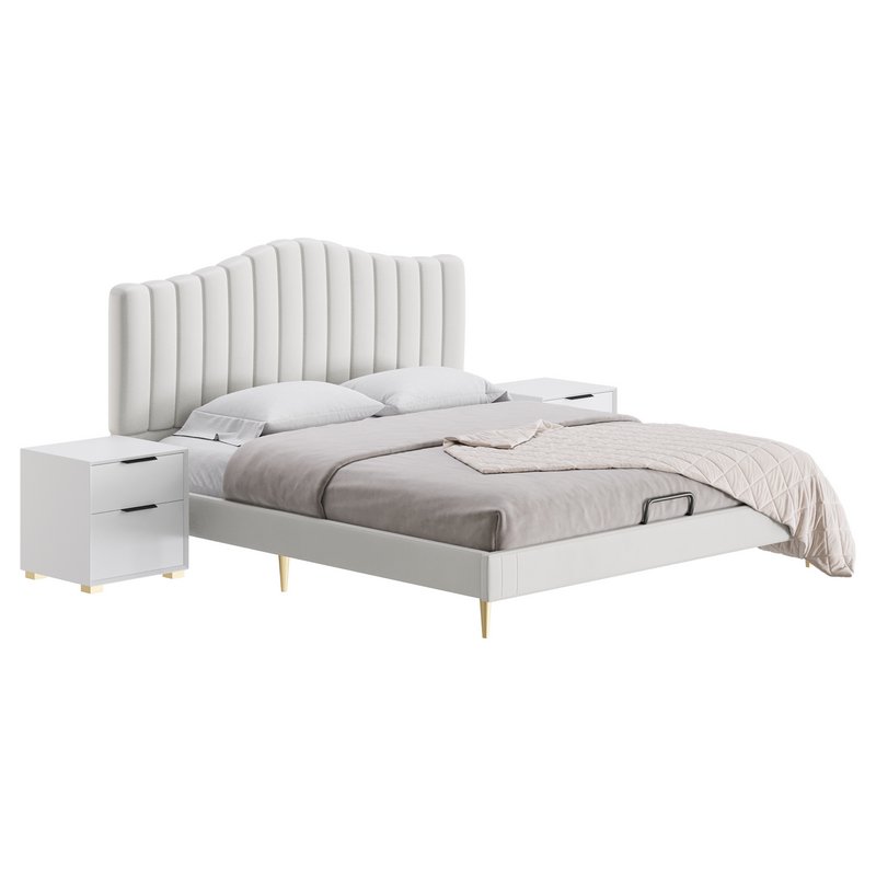 Soild Wood Bed with Camelback Panel Headboard Image 2