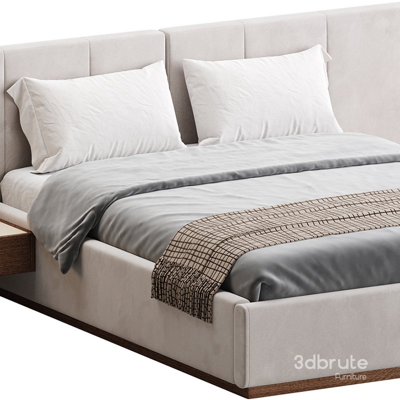 American Queen Size Bed Offered in Velvet with Floating Nightstands Image 4