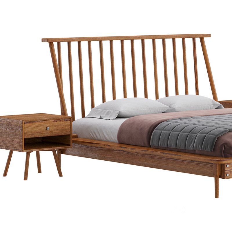 Walker Edison Modern Boho Queen Size Solid Wood Platform bed Image 3