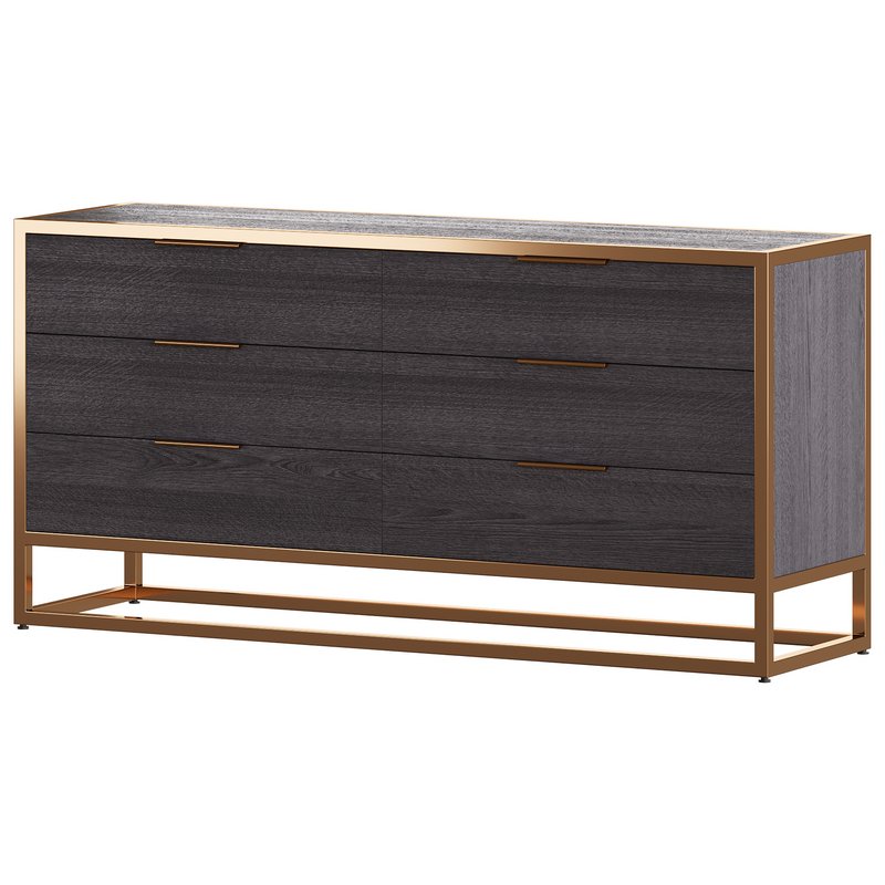 Oxford Black 6-Drawer Dresser Image 2