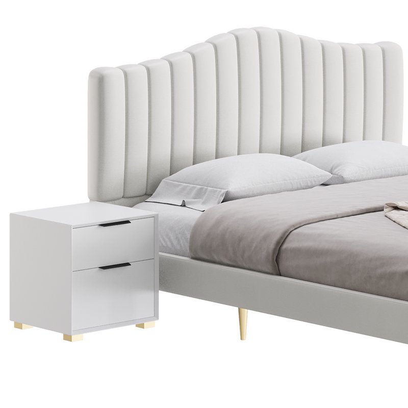 Soild Wood Bed with Camelback Panel Headboard Image 4