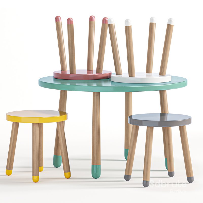 Round table and stool for children by Etsy Image 3