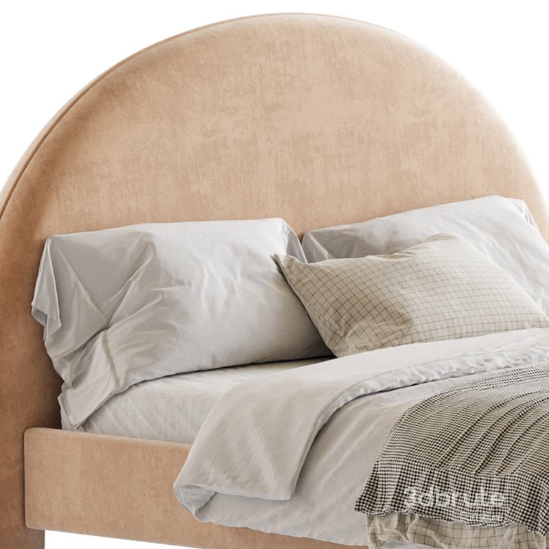 Desirae Flannelette Round Shaped Headboard Bed Frame King Image 3