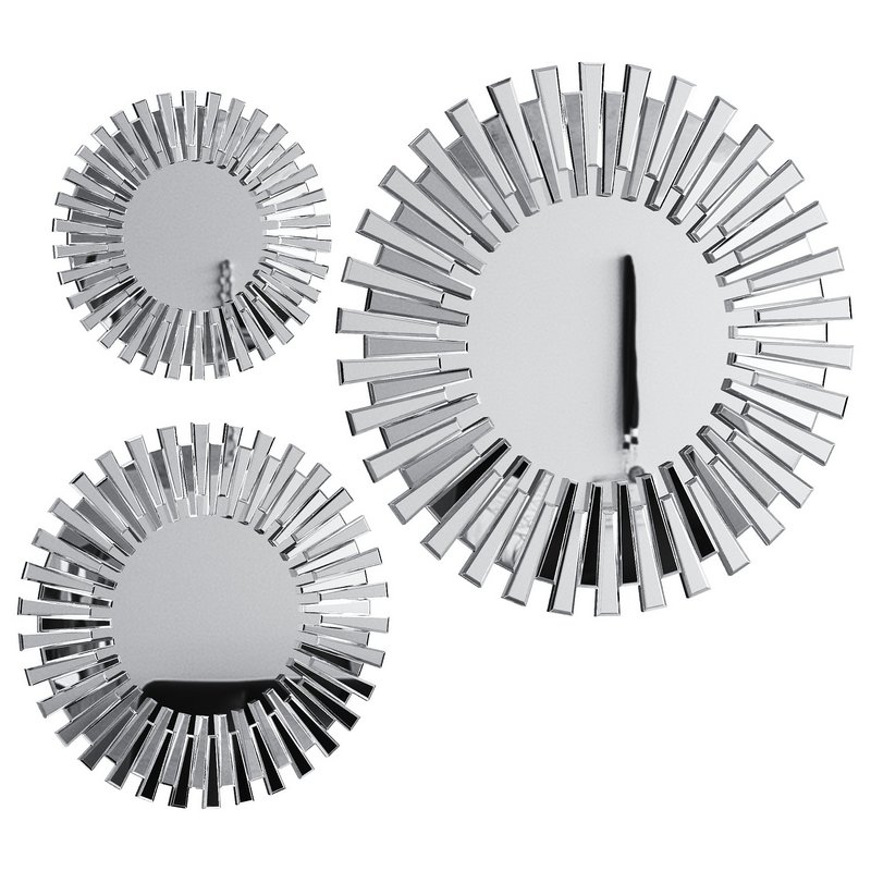 Starburst Silver Round Modern Mirror Image 2