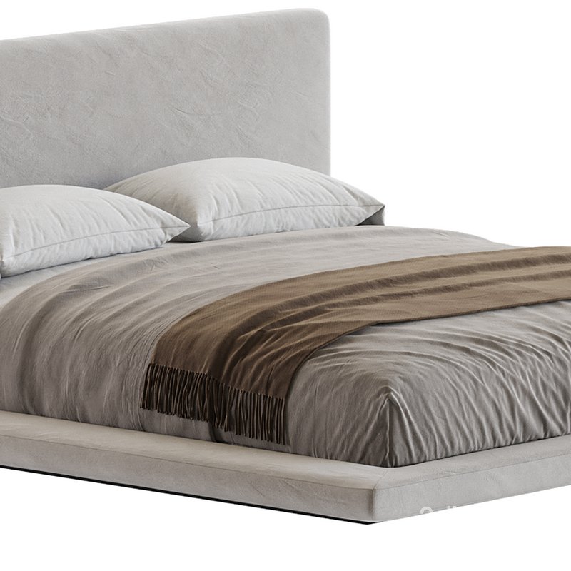 Cesar Suede Fabric Contemporary Minimalist Bed Frame King Size Image 4