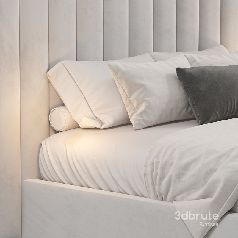 Pablo Cream Velvet Queen Bed Image 3