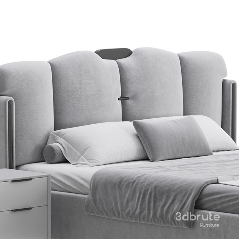 Modern Wingback Upholstered Headboard Bed Image 3
