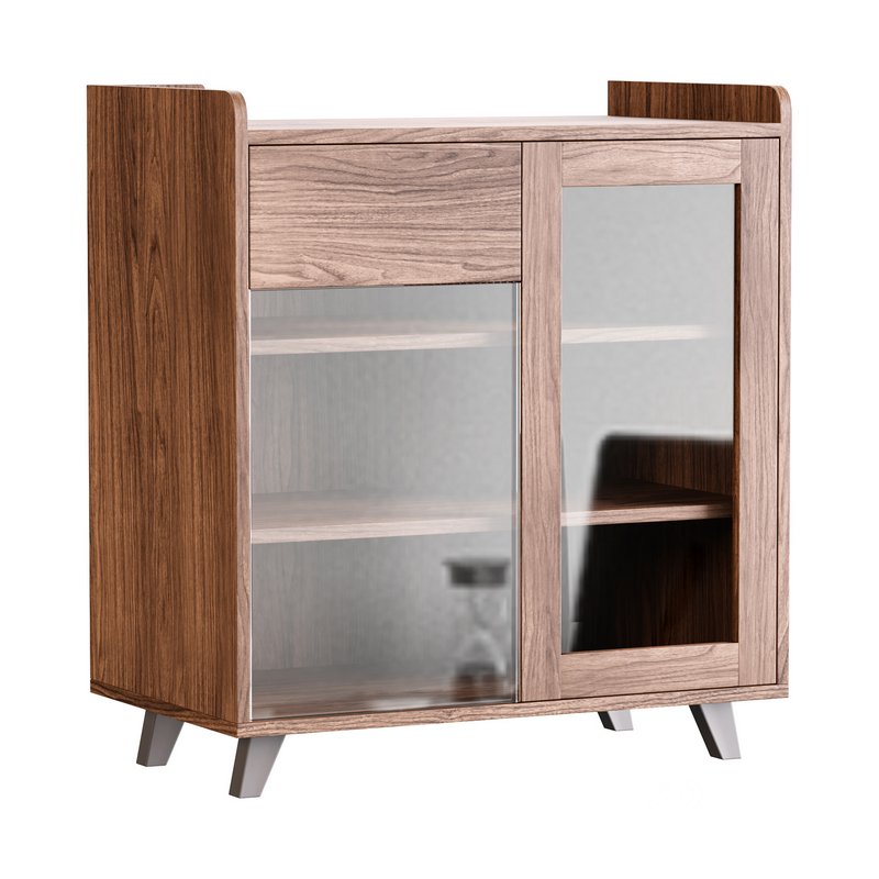 Asian Brown Wood Sideboard Image 2