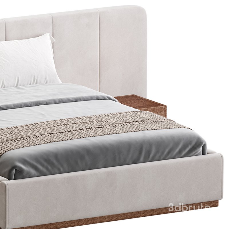 American Queen Size Bed Offered in Velvet with Floating Nightstands Image 3