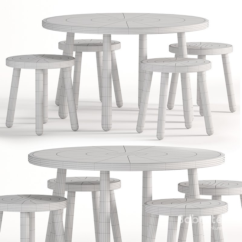 Round table and stool for children by Etsy Image 4