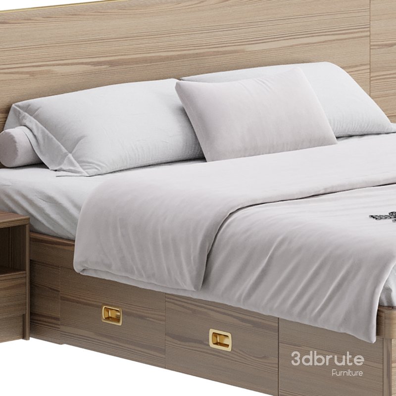 Brown Wooden Panel Bed Image 7