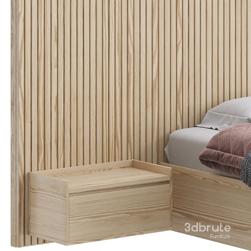 Batten White Oak King Plinth-Base Storage bed Image 3