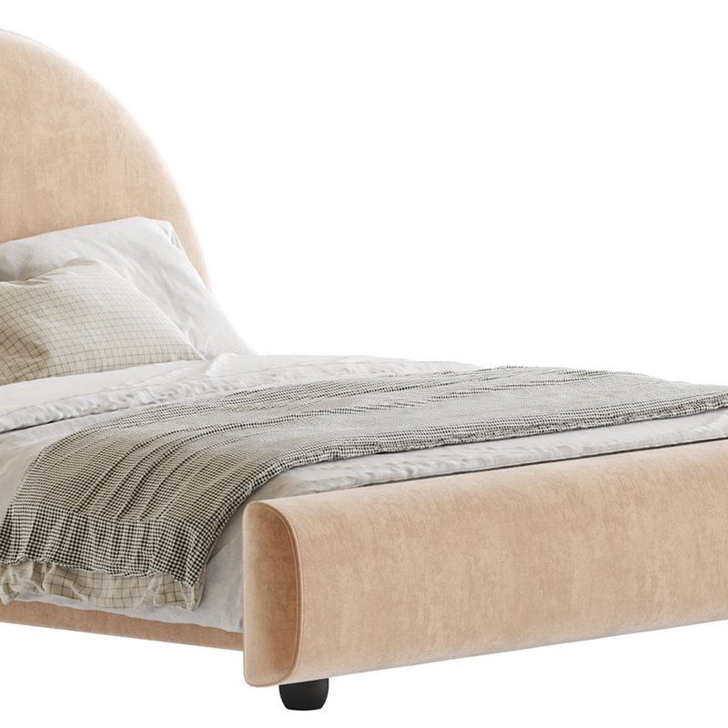 Desirae Flannelette Round Shaped Headboard Bed Frame King Image 4