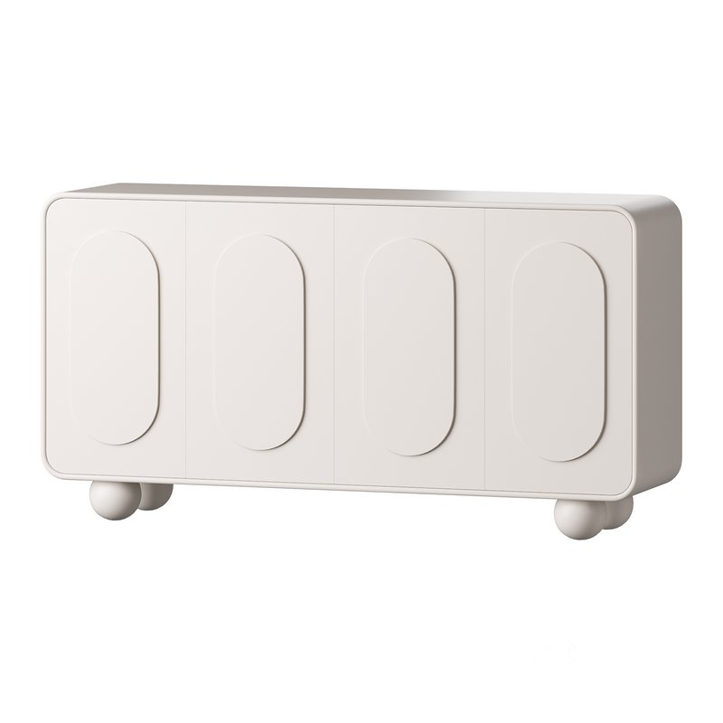 White Solid and Manufactured Wood Sideboard Credenza Image 4