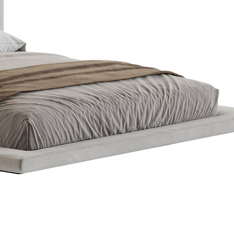 Cesar Suede Fabric Contemporary Minimalist Bed Frame King Size Image 2