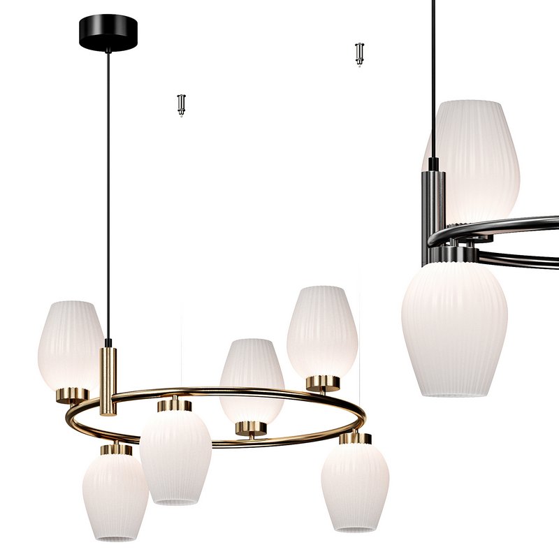 Hanging chandelier with glass shades Image 3