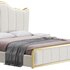 White Upholstered Bed with Headboard - Thumbnail 4