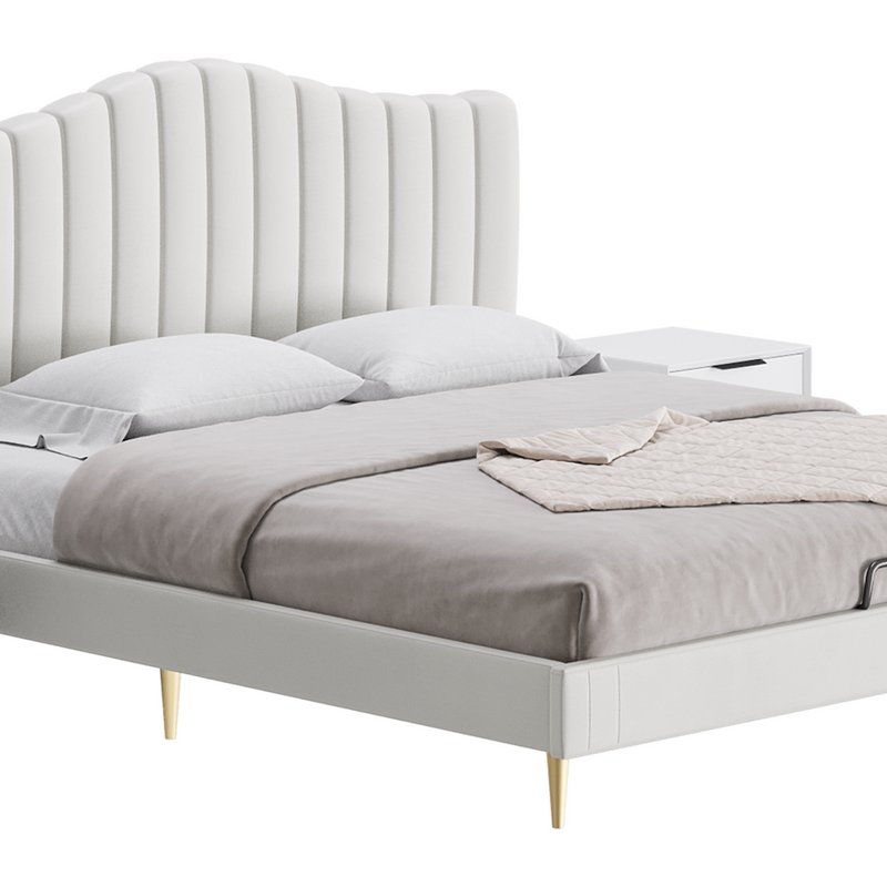 Soild Wood Bed with Camelback Panel Headboard Image 3