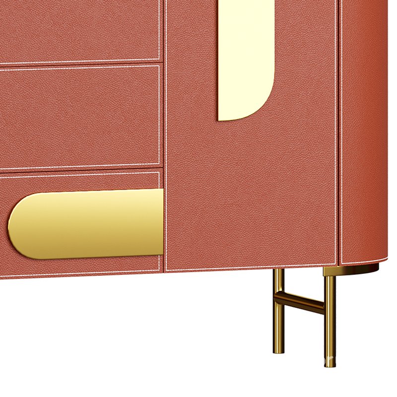 Modern Metal Sideboard Credenza with Three Drawers Narrow Size Image 2