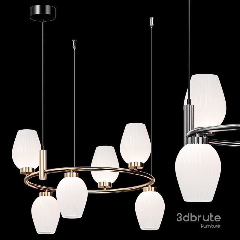 Hanging chandelier with glass shades Image 4