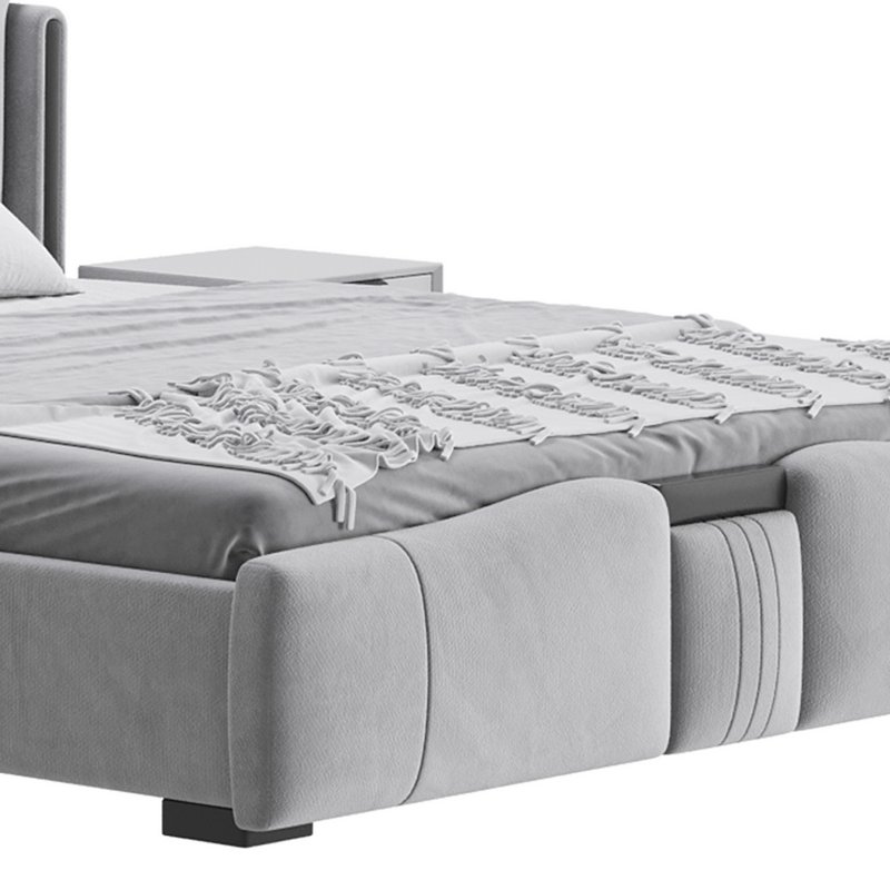 Modern Wingback Upholstered Headboard Bed Image 6