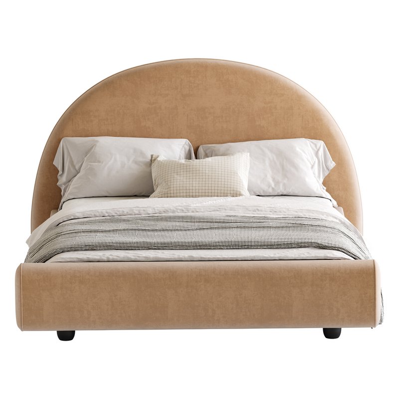 Desirae Flannelette Round Shaped Headboard Bed Frame King Image 5