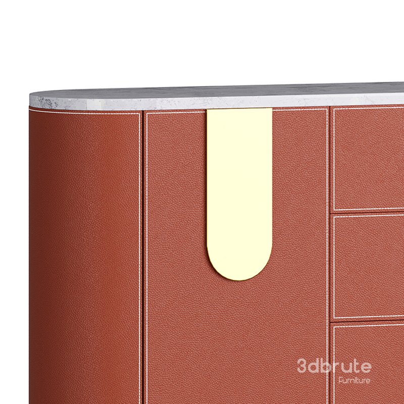 Modern Metal Sideboard Credenza with Three Drawers Narrow Size Image 5