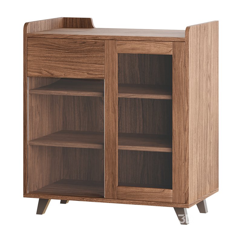 Asian Brown Wood Sideboard Image 6