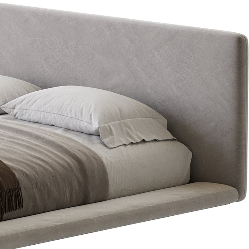 Cesar Suede Fabric Contemporary Minimalist Bed Frame King Size Image 6