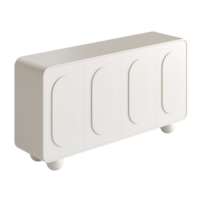 White Solid and Manufactured Wood Sideboard Credenza Image 6