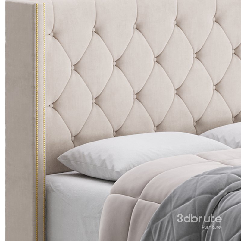 Fabric Low Profile Double Bed Frame with Nail Snaps Image 6