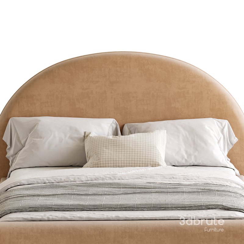 Desirae Flannelette Round Shaped Headboard Bed Frame King Image 6