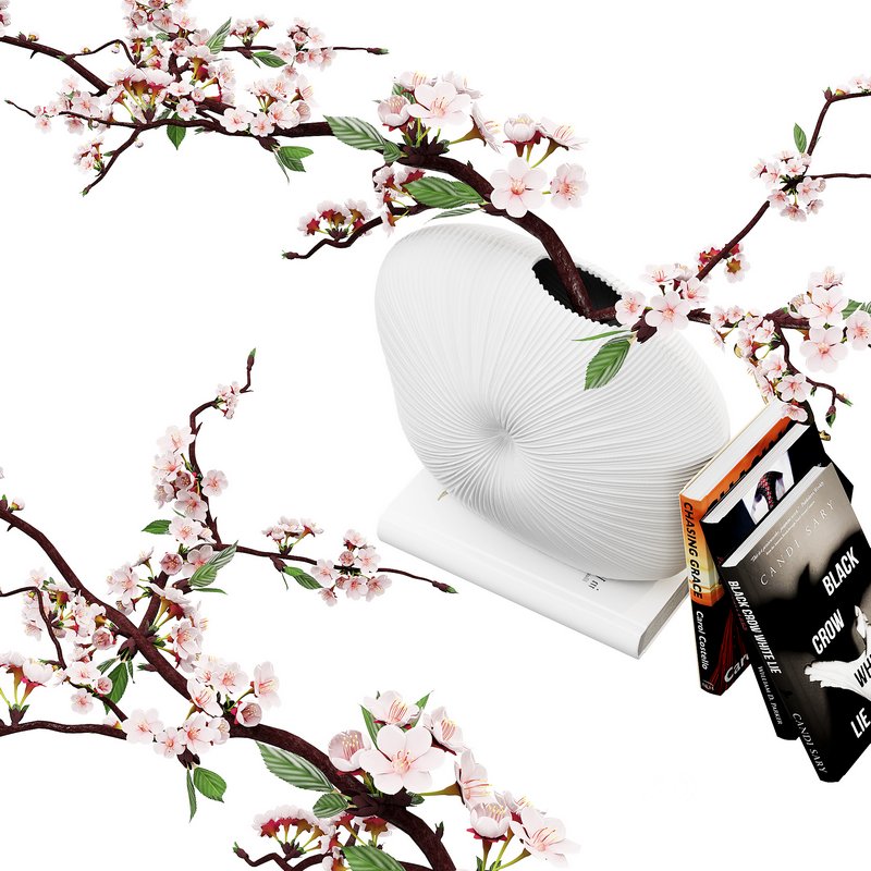 Decorative set with cherry branch Image 1