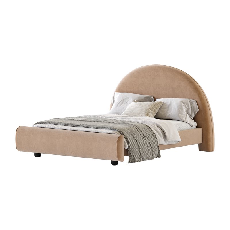 Desirae Flannelette Round Shaped Headboard Bed Frame King Image 7
