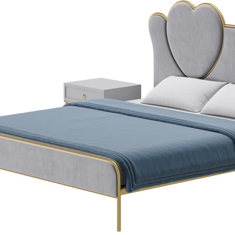 Glam Upholstered Headboard Bed Image 8