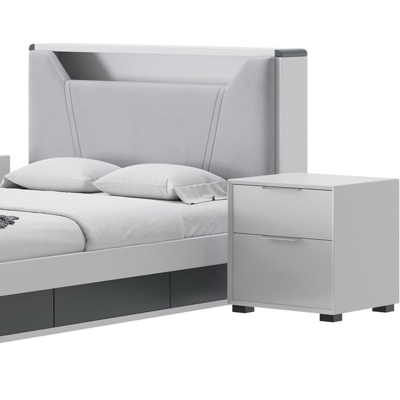 Gray Faux Leather Upholstered Bed Image 7