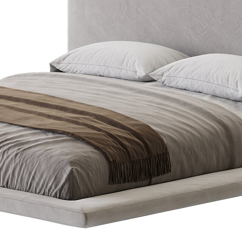 Cesar Suede Fabric Contemporary Minimalist Bed Frame King Size Image 7
